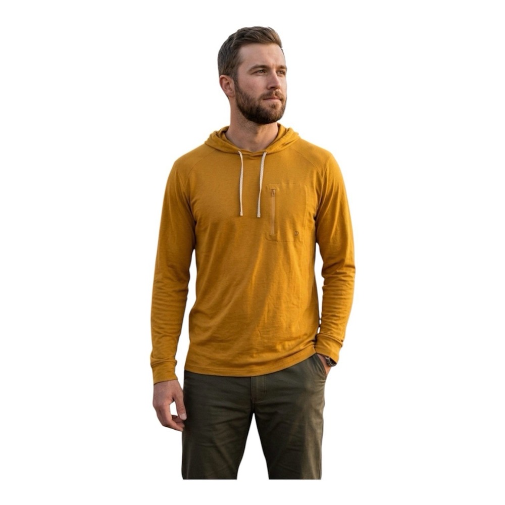 Duck Camp Mens Lightweight Bamboo Hoodie Gold Size Small